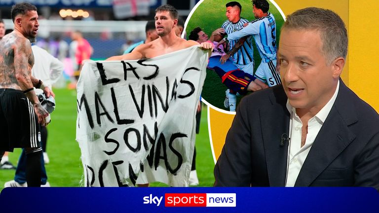 Sky Sports chief correspondent Kaveh Solhekol brings the latest after FIFA charged the Argentina FA over a Falklands related banner displayed after the England match and alleged misconduct following the World Cup final defeat to Spain