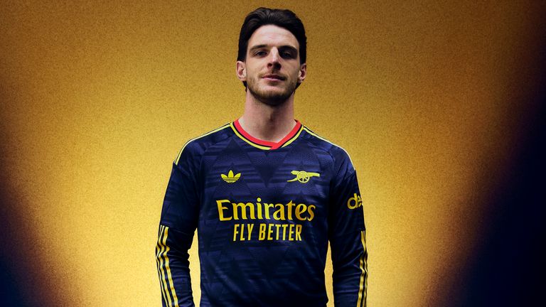 Declan Rice in Arsenal's new 26/27 away kit