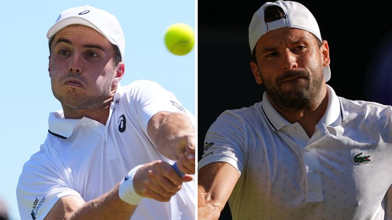 Britain's Athur Fery takes on Grigor Dimitrov in the last 16 of Wimbledon on Monday