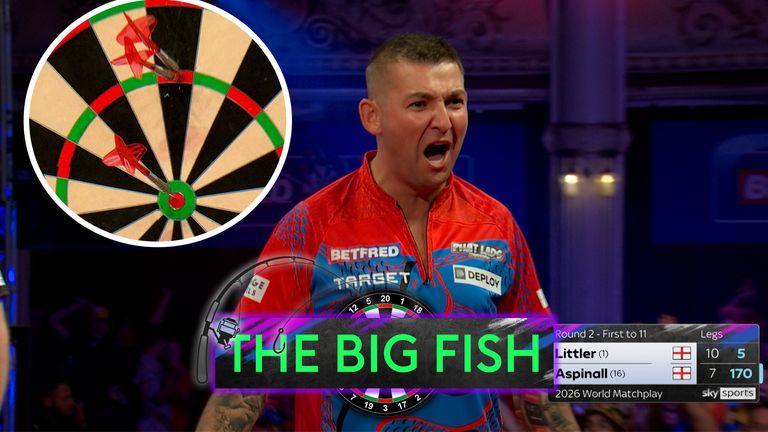 Nathan Aspinall hits superb big fish finish against Luke Littler as he looked to put pressure on The Nuke's lead. 
