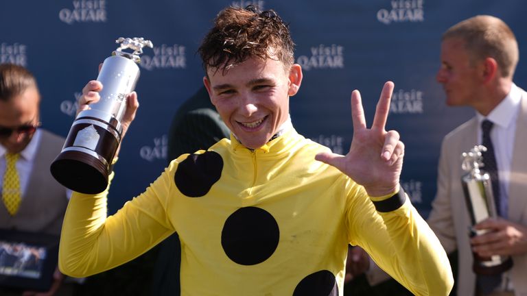 Billy Loughnane celebrates Sussex Stakes glory aboard Bow Echo