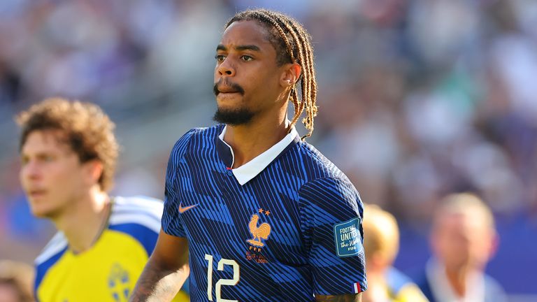Bradley Barcola in action for France at the World Cup