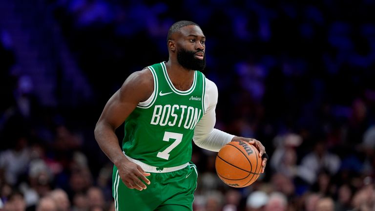 Jaylen Brown was traded from the Celtics to the Sixers in a blockbuster trade involving wing Paul George