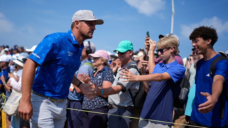 Bryson DeChambeau with fans in Royal Birkdale