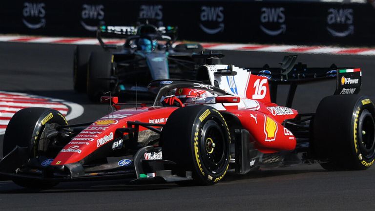 Charles Leclerc ahead of George Russell in Budapest practice