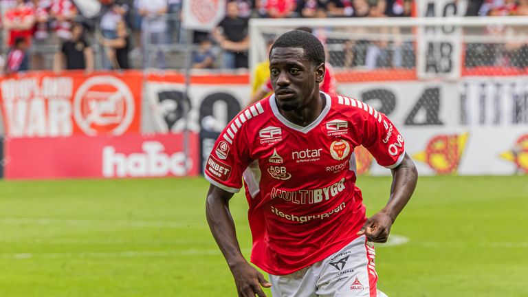 Charles Sagoe Jr playing for Swedish side Kalmar, on loan from Arsenal 