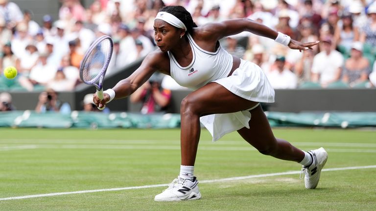 Coco Gauff in action at Wimbledon