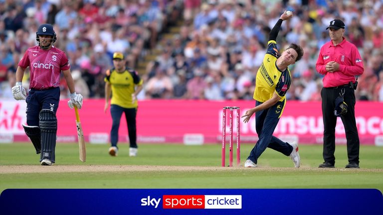 Sonny Baker became the first player to take five wickets in the final of the Vitality Blast Men as Hampshire fought back against Northamptonshire.