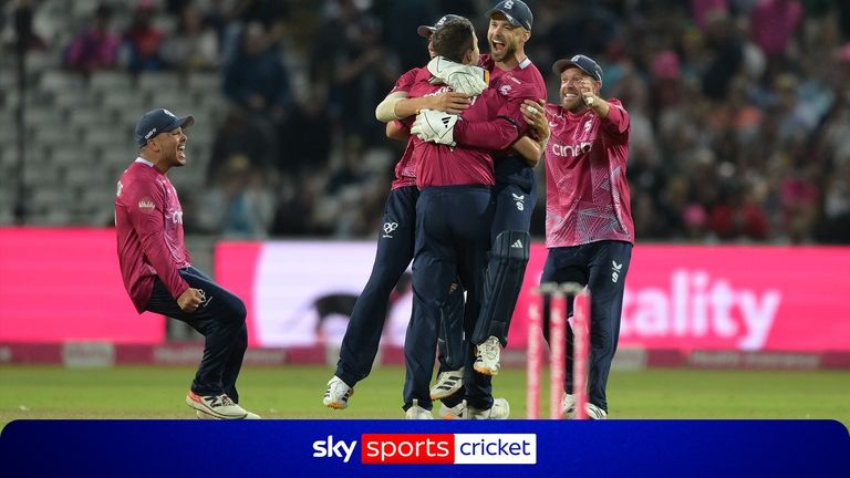 Ben Sanderson took two wickets in two balls as Northamptonshire beat Hampshire to win the Vitality Blast Men.