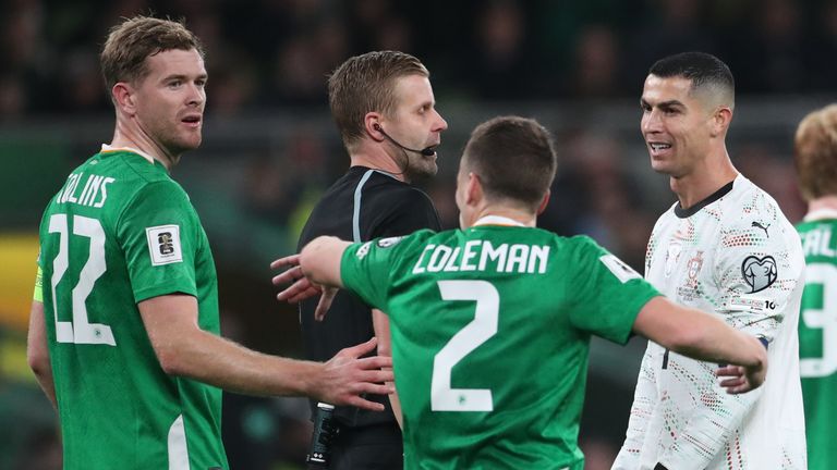 Cristiano Ronaldo was sent off against Republic of Ireland - but able to play at the World Cup after FIFA stepped in to change his ban
