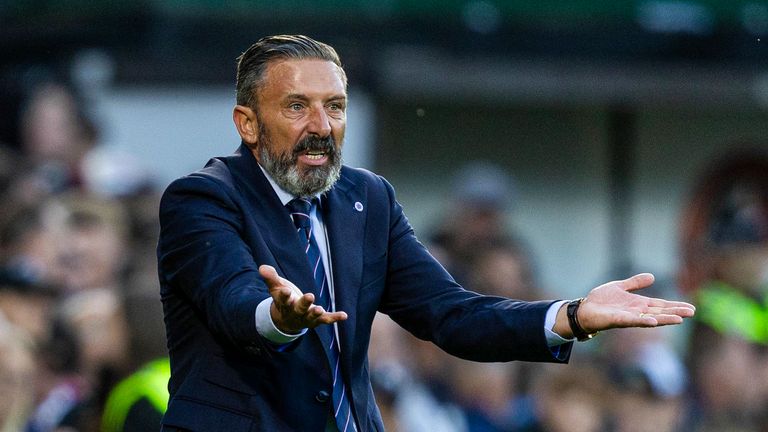 DUNDEE, SCOTLAND - JULY 31: Rangers Manager Derek McInnes during a William Hill Premiership match between Dundee United and Rangers at the CalForth Construction Arena at Tannadice Park, on July 31, 2026, in Dundee, Scotland. (Photo by Ross Parker / SNS Group)