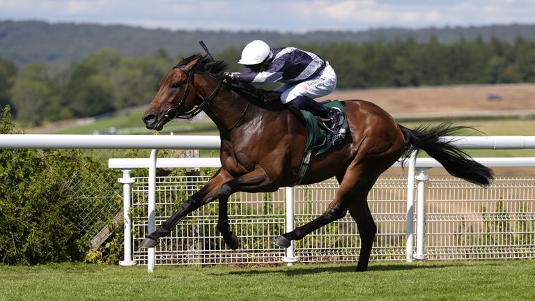 Dylan Browne McMonagle riding Enceladus to win the Maison Perrier Gordon Stakes during day three of the Qatar Goodwood Festival 