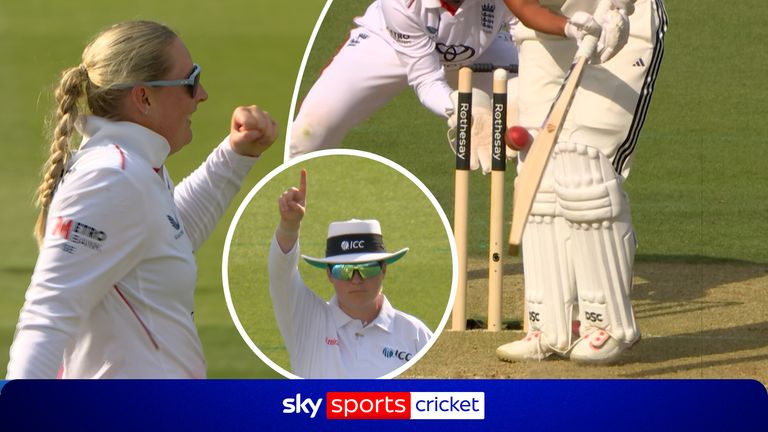 After dismissing India's Sayali Satghare, Sophie Ecclestone takes her 300th wicket to become England's all-time for the women's national side across all-formats. 