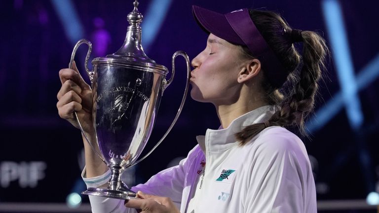 Elena Rybakina lifted the trophy following last season's WTA finals in Riyadh