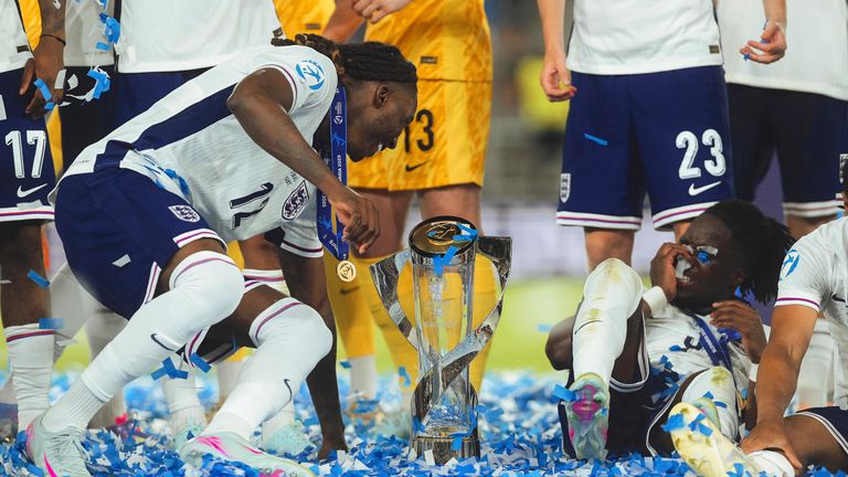 Norton-Cuffy with the trophy after victory at the European U21 Championship