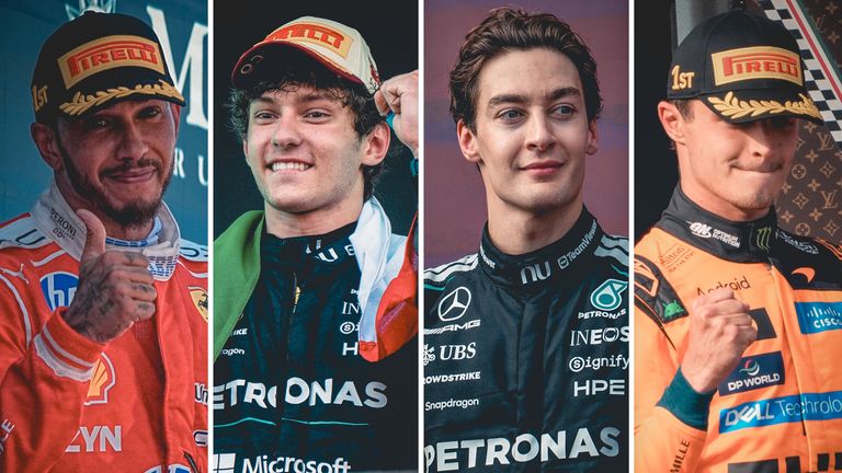 Lewis Hamilton, Kimi Antonelli, George Russell, Lando Norris