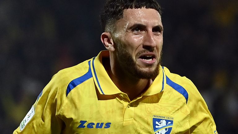 FROSINONE, ITALY - MAY 08: Fares Ghedjemis of Frosinone celebrates his goal during the Serie B match between Frosinone Calcio and Mantova 19