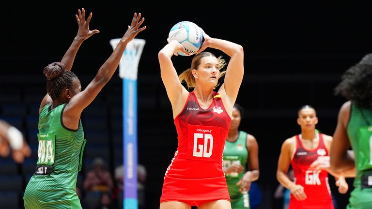 Fran Williams in action for England against Malawi at the The Hydro