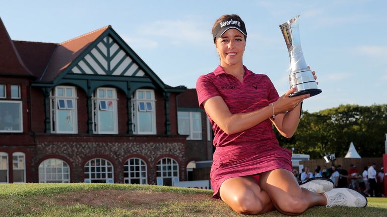 England's Georgia Hall with the trophy after she wins the Ricoh Women's British Open at Royal Lytham & St Annes Golf Club 