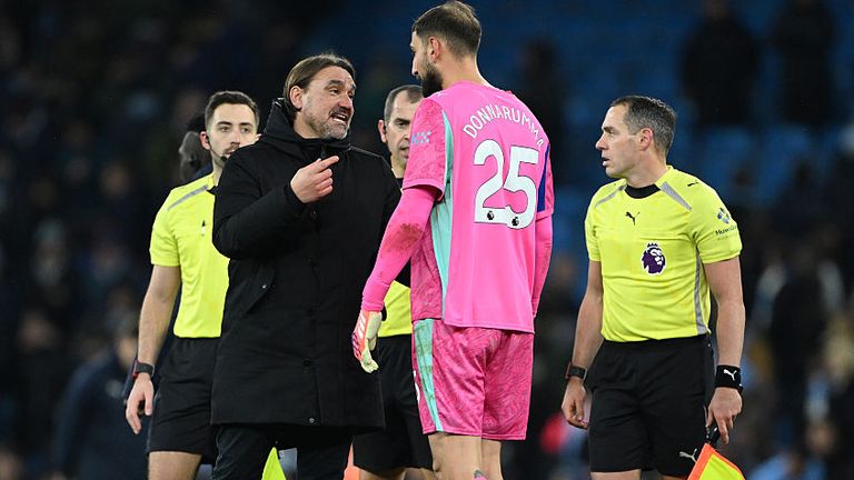 Leeds boss Daniel Farke accused Man City goalkeeper Gianluigi Donnarumma of feigning injury last season