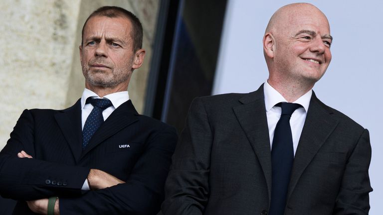 UEFA president Aleksander Ceferin and FIFA president Gianni Infantino