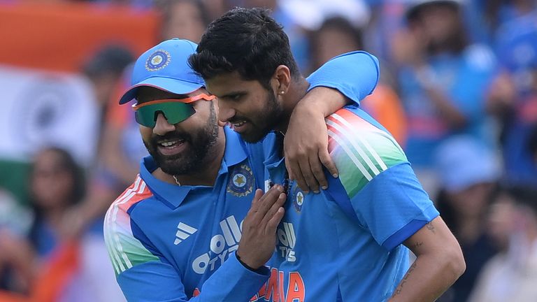 India's Rohit Sharma (left) and Gurnoor Brar (right) during a one-day international (PA Images)
