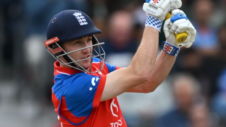England's Harry Brook bats during a T20 international (PA Images)