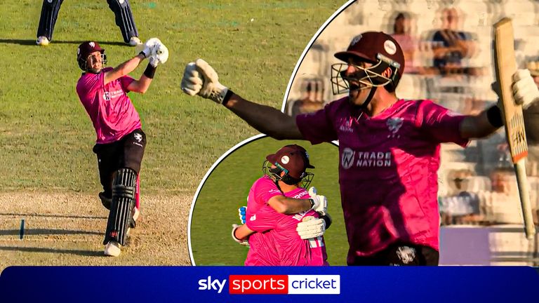 Craig Overton smashed 82 off  30 to win the Vitality T20 Blast clash between Yorkshire and Somerset.