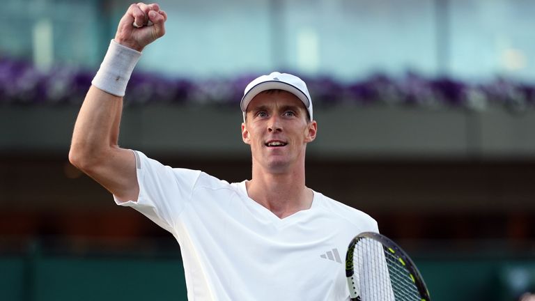 Jan Choinski of Great Britain following his Gentlemen's Singles match against Vit Kopriva of the Czech Republic on day two of the 2026 Wimbl