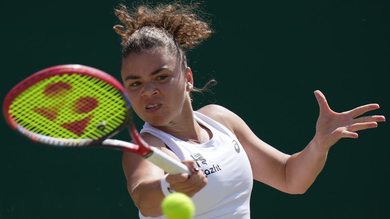 Jasmine Paolini in Wimbledon action