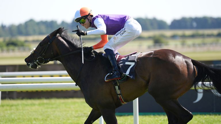 Johanna Walsh ridden by Dylan Browne McMonagle on the way to winning the Juddmonte Irish Oaks
