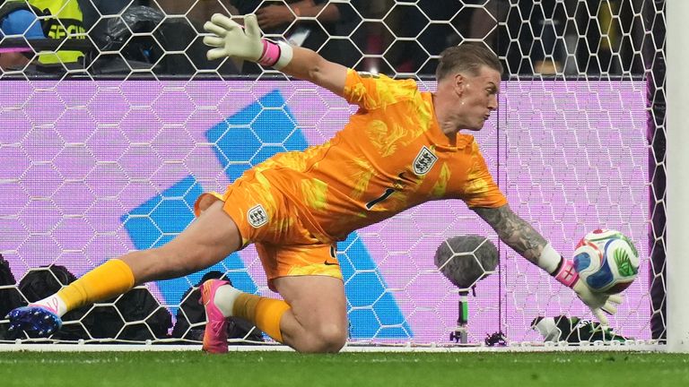 Jordan Pickford produced a superb diving save to deny Mexico's Raul Jimenez in the opening 20 minutes
