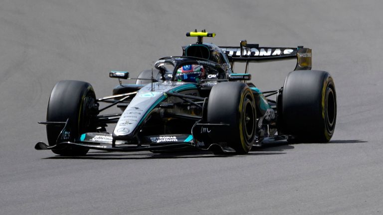 Mercedes driver Andrea Kimi Antonelli of Italy steers his car during the sprint race at the British F1 Grand Prix, in Silverstone, England, Saturday, July 4, 2026. (AP Photo/Darko Bandic)