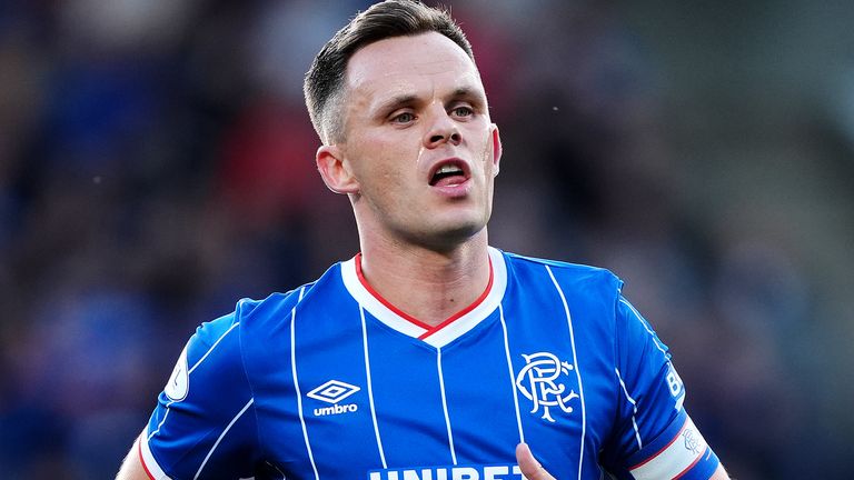 New Rangers captain Lawrence Shankland in action against Dundee Utd