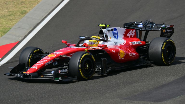 Ferrari's British driver Lewis Hamilton competes during the qualifying session at the Hungaroring racetrack in Mogyorod near Budapest, Hungary, on July 25, 2026 ahead of the Formula One Hungarian Grand Prix. (Photo by Andrej ISAKOVIC / AFP)