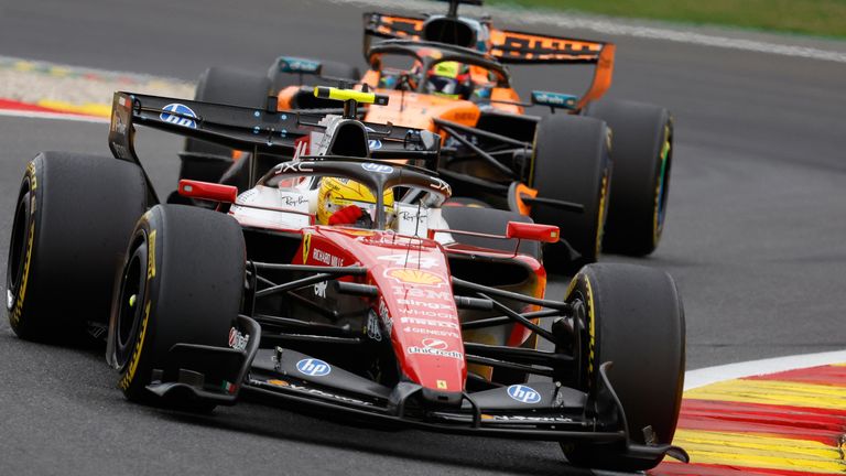Lewis Hamilton ahead of Oscar Piastri at Spa