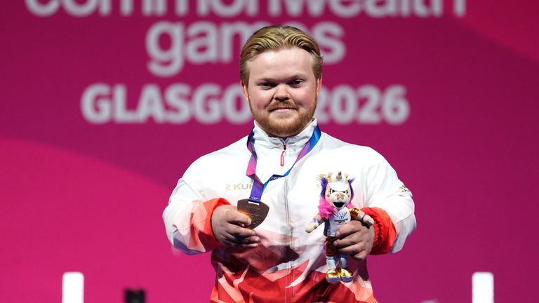 Mark Swan of England celebrates gold. Pic: PA