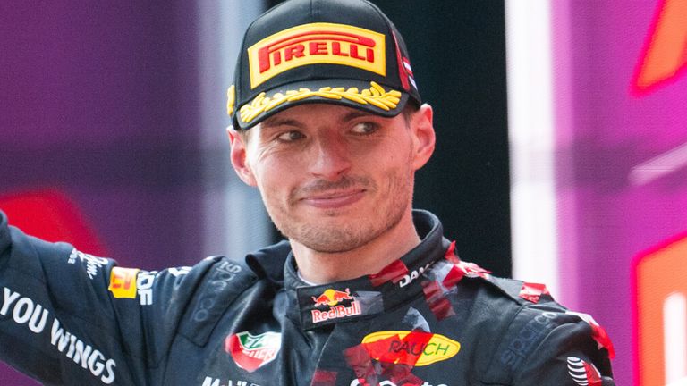 June 28, 2026, Red Bull Ring, Spielberg, AUT, Lenovo Grand Prix of Austria, Race, Formula 1 World Championship Season 2026, in the picture Max Verstappen (Oracle Red Bull Racing, Netherlands, #03) celebrates at the podium with a trophy for second place Photo by: Memmler/picture-alliance/dpa/AP Images