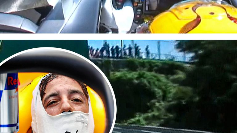 Max Verstappen crashed into his Red Bull team-mate Daniel Ricciardo on the first lap of the 2017 Hungarian Grand Prix.