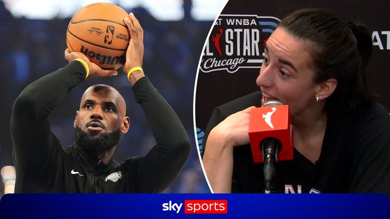 caitlin clark reacts to lebron james