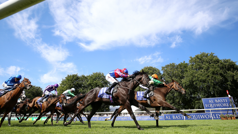 No Half Measures ridden by Neil Callan (right) on their way to winning the Al Basti Equiworld, Dubai July Cup