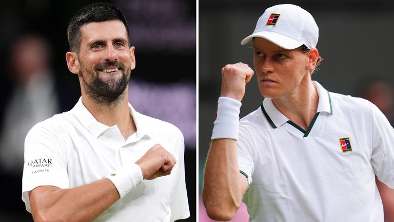 Novak Djokovic faces Jannik Sinner for a place in the Wimbledon final