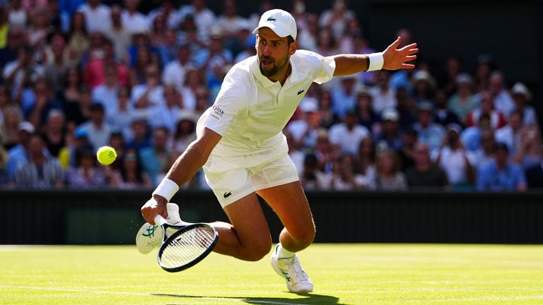 Novak Djokovic in action at Wimbledon