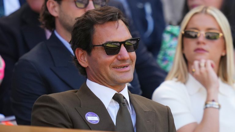 Eight-time winner Roger Federer in the Royal Box at Wimbledon today