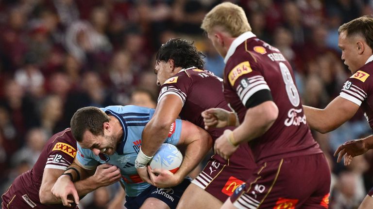 BRISBANE, AUSTRALIA - JULY 08: during game three of the Men's State of Origin series between Queensland Maroons and New South Wales Blues at Suncorp Stadium on July 08, 2026 in Brisbane, Australia. (Photo by Bradley Kanaris/Getty Images)