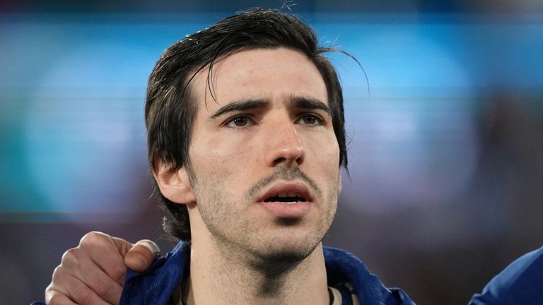 Italy's Sandro Tonali stands prior to the start of the World Cup playoff semifinal soccer match 