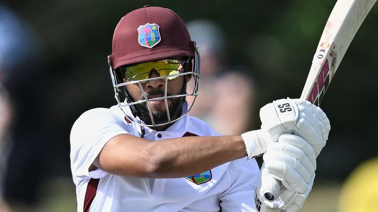 West Indies' Shai Hope bats in Test cricket (Associated Press)