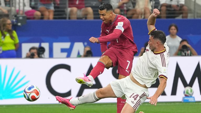 Portugal's Cristiano Ronaldo attempts a shot on goal