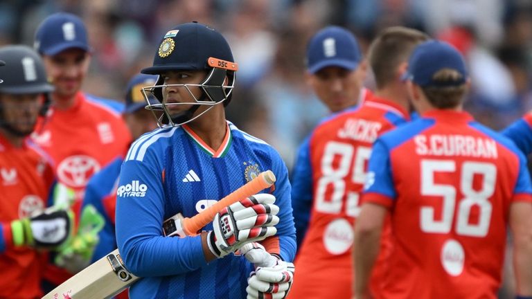India's Vaibhav Sooryavanshi walks after being stumped