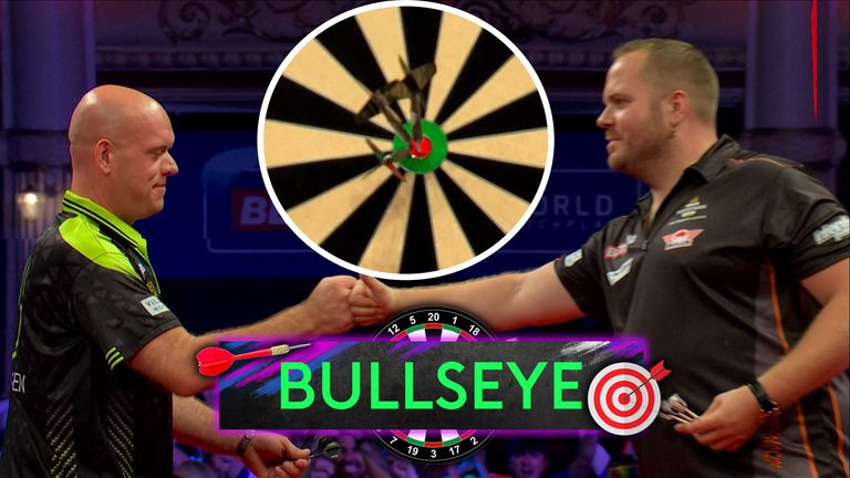 Michael Van Gerwen sends the Blackpool crowd crazy with a triple bullseye checkout against Dirk Van Duikvenbode in the World Matchplay. 